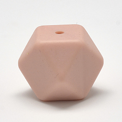 Dark Salmon Food Grade Eco-Friendly Silicone Beads, Chewing Beads For Teethers, DIY Nursing Necklaces Making, Faceted Cube, Dark Salmon, 17x17x17mm, Hole: 2mm