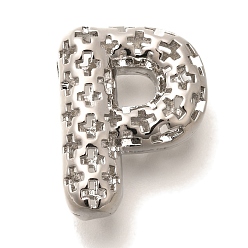 Letter P Латунные подвески, подвески с полыми буквами, стойки покрытие, долговечный, без кадмия и без свинца, Письмо P, 22.5x17x8.5 мм, отверстие : 5x2.7 мм