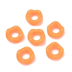 Orange Opake Legierung Perlen, Großloch perlen, welliger Ring, orange, 15x5 mm, Bohrung: 7 mm, ca. 1000 Stk. / 500 g
