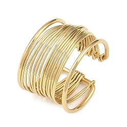Золотой 304 открытая манжета из нержавеющей стали для женщин, без кадмия, без никеля и без свинца, золотые, 14.5 мм, внутренний диаметр: регулируемый