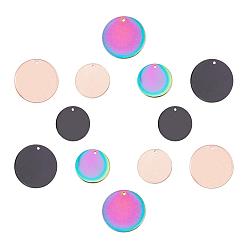 (52) Непрозрачная лаванда 12 шт. 2 размер 3 цвета вакуумное покрытие pvd 304 подвески из нержавеющей стали, штамповка заготовок тегов, плоско-круглые, разноцветные, 20~25x1.4 мм, отверстие : 5 мм, 2 шт / цвет