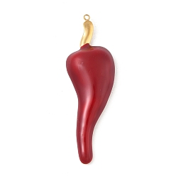 Красный 304 эмаль нержавеющей стали большие кулоны, золотые, перцовый шарм, красные, 55.5x17.5x7 мм, отверстие : 1.5 мм