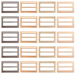 (52) Непрозрачная лаванда 20шт 4 цвета пряжки из сплава, пряжки-регуляторы с тремя скользящими фиксаторами, прямоугольные, разноцветные, 30x20 мм, 5 шт / цвет