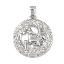 Козерог 304 подвески из нержавеющей стали, плоские круглые с созвездием, анти-тускнение, Козерог, 29x25.5x3.5 мм, отверстие : 4.5x3 мм