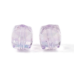 Lilac Transparent Acrylic Beads, Cube, Lilac, 11.5x10x10mm, Hole: 2mm