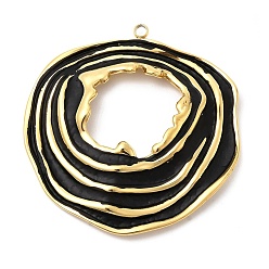 Черный 304 эмаль нержавеющей стали большие кулоны, плоско-круглые, ионное покрытие (ip), реальный 18 k позолоченный, чёрные, 55x52x7 мм, отверстие : 3 мм