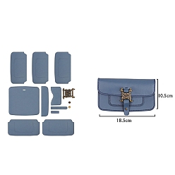 Steel Blue DIY Leather Bag Making Kits, Rectangle, Steel Blue, 10.5x18.5cm