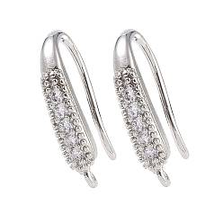 Платина Латунные крючки для серьги из чистого циркония, проволока для ушей с петлями, рыболовный крючок, платина, 17x8.5x3 мм, отверстие : 1 мм