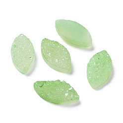 Light Green Natural Druzy Agate Cabochons, Dyed, Horse Eye, Light Green, 14x7x3mm