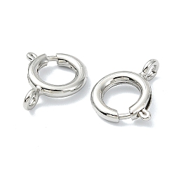 Real Platinum Plated SHEGRACE Brass Spring Ring Clasps, Cadmium Free & Nickel Free & Lead Free, Ring, Real Platinum Plated, 9x2mm, Hole: 1.6mm