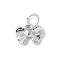 Платина 925 подвески в виде бантика из стерлингового серебра, с 925 штампом и соединительными кольцами, платина, 6.5x8.5x1.5 мм, отверстие : 3.5 мм