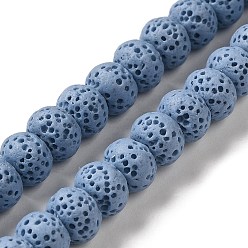 Васильковый Нити бусин из натурального камня, окрашенные в лавовый камень, рондель, васильковый, 8x5~6 мм, отверстие : 1.6 мм, около 65~66 шт / нитка, 15.75'' (40~40.5 см)