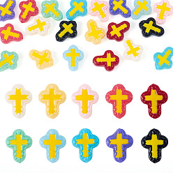(52) Непрозрачная лаванда 20 шт. 10 цвета окрашенные стеклянные бусины эмалевые бусины, бусины ручной работы, крестик, разноцветные, 14.5x11.5x4 мм, отверстие : 1 мм, 2 шт / цвет