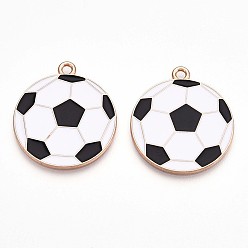 Белый Подвески из эмали и сплава, без свинца и без кадмия, золотые, футбольное очарование, белые, 28x25x1 мм, отверстие : 2 мм