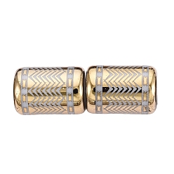 Light Gold Гальванические стеклянные бусины, колонна с шевронным рисунком, золотой свет, 11.5~12x8~8.5 мм, отверстие : 1.2~1.4 мм