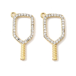 Золотой 304 подвески из нержавеющей стали с кристаллами и стразами, ракетка, ионное покрытие (ip), золотые, 25.5x13x2.5 мм, отверстие : 1.2 мм