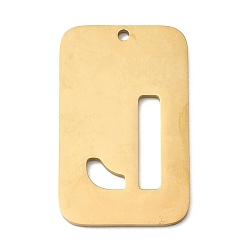 Letter J 304 подвески из нержавеющей стали, прямоугольник с буквой, ионное покрытие (ip), реальный 18 k позолоченный, буква J, 33x20x1.5 мм, отверстие : 1.8 мм