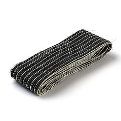 Black Flat Burlap Ribbon, Silk Hessian Ribbon, for DIY Gift Wrap, Christmas Tree Decoration, Wedding Party, Black, 1-1/2 inch(38mm)~1-5/8 inch(40mm), 2m/bundle(2.18yards/bundle)