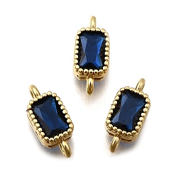 Морской Синий Настоящие 18 k позолоченные латунные соединители с микропаве из кубического циркония, долговечный, прямоугольные, Marine Blue, 11.9x5.2x3.5 мм, отверстие : 1.2 мм