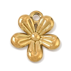 Real 18K Gold Plated 304 Stainless Steel Pendants, Flower Charms, Ion Plating(IP), Real 18K Gold Plated, 23x21x3mm, Hole: 2.5mm