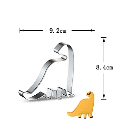 Stainless Steel Color Non-Tarnish DIY 430 Stainless Steel Dinosaur-shaped Cutter Candlestick Candle Molds, Fondant Biscuit Cookie Cutting Mould, Stainless Steel Color, 8.4x9.2x2.5cm