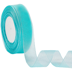 Средний Аквамарин 1 рулоны прозрачной органзовой ленты, широкая лента для украшения на свадьбе, средний аквамарин, 1 дюйм (25 мм), около 50.00 ярдов (45.72 м) / комплект