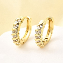 Настоящее золото 18K Латунные серьги-кольца из прозрачного кубического циркония, без свинца и без кадмия, долговечный, стойки покрытие, реальный 18 k позолоченный, 17x18x4 мм