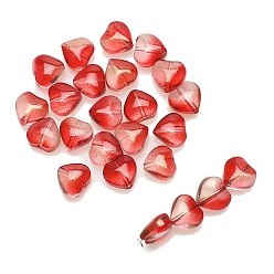 Красный Бусины лэмпворк , сердце, красные, 8x8.5x4.3 мм, отверстие : 1 мм