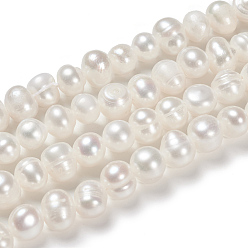 Old Lace Natural Cultured Freshwater Pearl Beads Strands, Potato, Old Lace, 6.5~7mm, Hole: 0.8mm, about 57~58pcs/strand, about 13.39~13.58''(34~34.5cm)