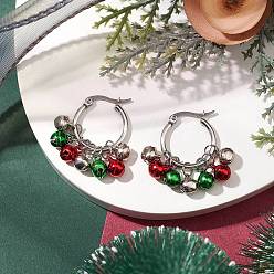 Нержавеющая Сталь Цвет Серьги из 304 нержавеющей стали, с латунной колокол, на Рождество, цвет нержавеющей стали, 35 мм