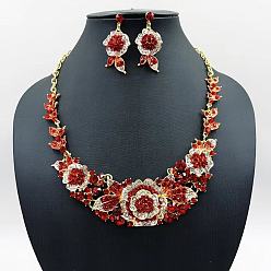 Сиамский Ожерелья с подвесками из цветочного сплава и серьги-гвоздики, золотые, Сиам, 435 мм