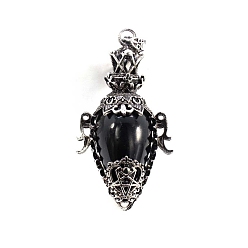 (946F)Морозный цвет внутри  Жонкиль / Непрозрачная зеленая подкладка Натуральный черный агат (окрашенный и нагретый) большие подвески, слеза, 62x32 мм