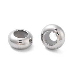 Нержавеющая Сталь Цвет 304 из нержавеющей стали бусы, с резиной внутри, ползунки, рондель, цвет нержавеющей стали, 9x4.5 мм, отверстие : 3 мм