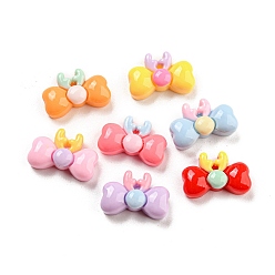 Mixed Color Opaque Resin Cabochons, Bowknot with Horn, Mixed Color, 9x14x5mm