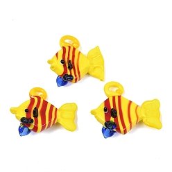 Золотистый Подвески лэмпворк ручной работы, рыба, золотые, 25.5~27.5x26~29x11~14 мм, отверстие : 3~5.5 мм