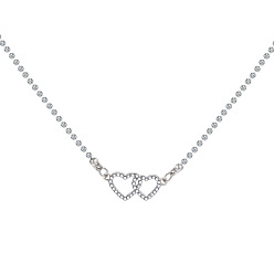 Сердце Ожерелья из сплава со стразами и кристаллами для женщин, платина, сердце, 17.32 дюйм (44 см)