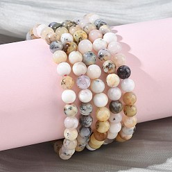 Зеленый Опал Браслеты из натуральных круглых бусин зеленого опала для женщин, бусины : 5.8~6.8 мм, внутренний диаметр: 2.05~2.13 дюйм (5.2~5.4 см)