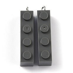 Серый Непрозрачные акриловые подвески, с железной платиной петлей, Подвески из длинного прямоугольника, серые, 35.5x7.5x11.5 мм, отверстие : 2 мм