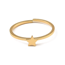Star 304 Stainless Steel Adjustable Open Cuff Rings, Star, 1mm, Inner Diameter: 17mm