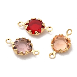 (52) Непрозрачная лаванда Экологически чистые подвески из латуни и стекла, без кадмия и без свинца, плоские круглые ссылки, реальный 24 k позолоченный, разноцветные, 12x6.5x3 мм, отверстие : 1 мм