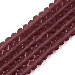 Кокосово-Коричневый Прозрачные стеклянные бусины, граненые, матовые, рондель, кокосового коричневый, 4 мм, отверстие : 1 мм, около 105~110 шт / нитка, 38~39 см