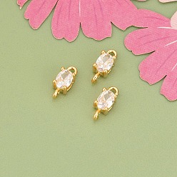 Oval 10шт. латунные подвески-коннекторы со стразами, без кадмия, без никеля и без свинца, реальный 18 k позолоченный, овальные, 8x3.5x3.5 мм, отверстие : 0.9 мм