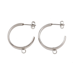 Нержавеющая Сталь Цвет 304 Выводы серьги из нержавеющей стали шпилька, c-образный, с петлей, цвет нержавеющей стали, 27x4 мм, отверстие : 2.5 мм