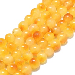 Золотистый Натуральный Malaysia нефритовые бусы пряди, окрашенная и подогревом, круглые, золотые, 10 мм, отверстие : 1.2 мм, около 39 шт / нитка, 14.96 дюйм (38 см)