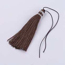 Кокосово-Коричневый Нейлоновая нить кисточкой большие украшения кулон, кокосового коричневый, 100x10 мм