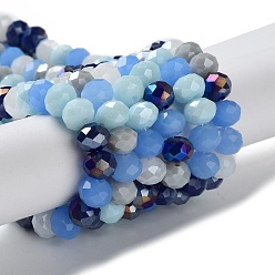 Light Blue Glass Beads Strands, Faceted, Rondelle, Light Blue, 8x6mm, Hole: 1mm, about 65~68pcs/strand, 15.7~16.1 inch(40~41cm)