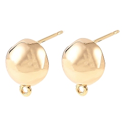 Echt 18 k vergoldet Shegrace Messing-Ohrstecker-Verschlüsse, Halbrund, mit Schleife, cadmiumfrei und bleifrei und nickelfrei, langlebig überzogen, echt 18 k vergoldet, 12x10 mm, Bohrung: 1.2 mm, Stift: 11x0.7 mm