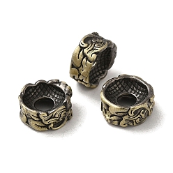 Античная Бронза Стойка металлизированный латунь европейский бисер, бусины с большим отверстием, долговечный, колонка, античная бронза, 12x6 мм, отверстие : 4.5 мм