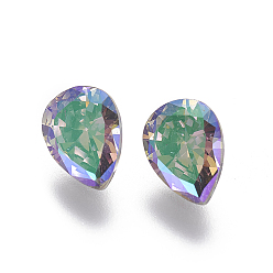 Mixed Color Electroplated Cubic Zirconia Pointed Back Cabochons, teardrop, Faceted, Mixed Color, 8x6x3.5mm