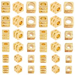 Golden 150Pcs 3 Style Brass Spacer Beads, Long-lasting Plated, Grooved Cube, Golden, 2~4x2~4x2~4mm, Hole: 1.2mm, 50pcs/style